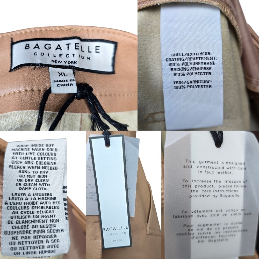Bagatelle Womens Beige Tan Faux Leather Cargo Pants Size XL NWT - Picture 3 of 3